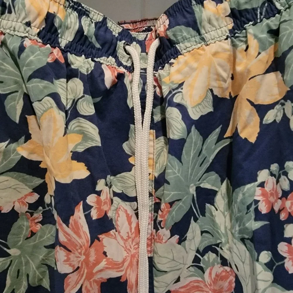 Brooks Brothers Swim Trunks Mens XL Navy Floral Hawaiian Board Shorts Beach